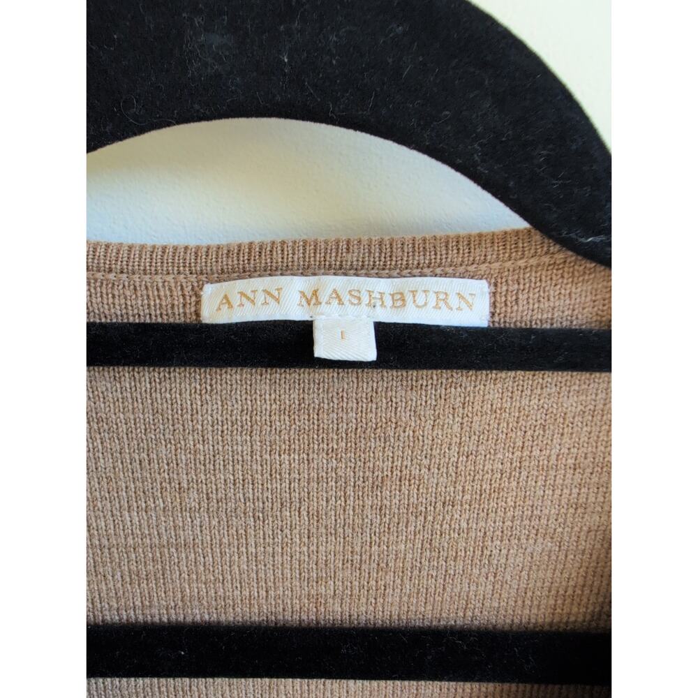 Ann Mashburn Camel Tan Short Sleeve 100% Wool Sweater Top size Large - Picture 2 of 4